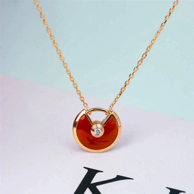 [Marins]AMULETTE GOLD CARNELIAN ONYX NECKLACE