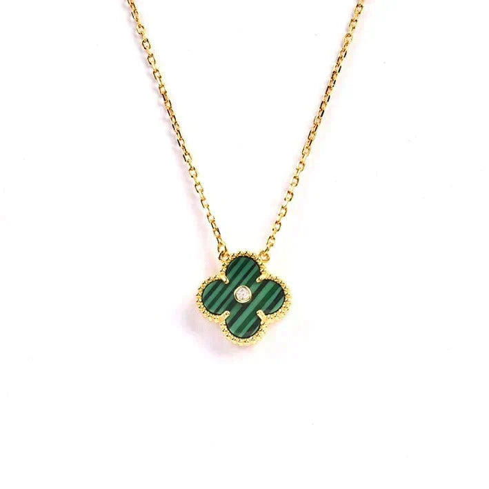 [Marins]CLOVER 15MM DIAMOND TURQUOISE NECKLACE