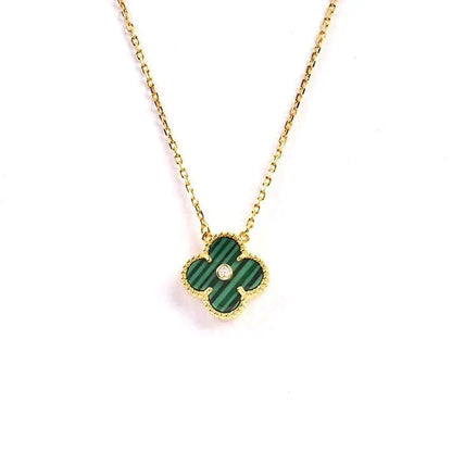 [Marins]CLOVER 15MM DIAMOND TURQUOISE NECKLACE