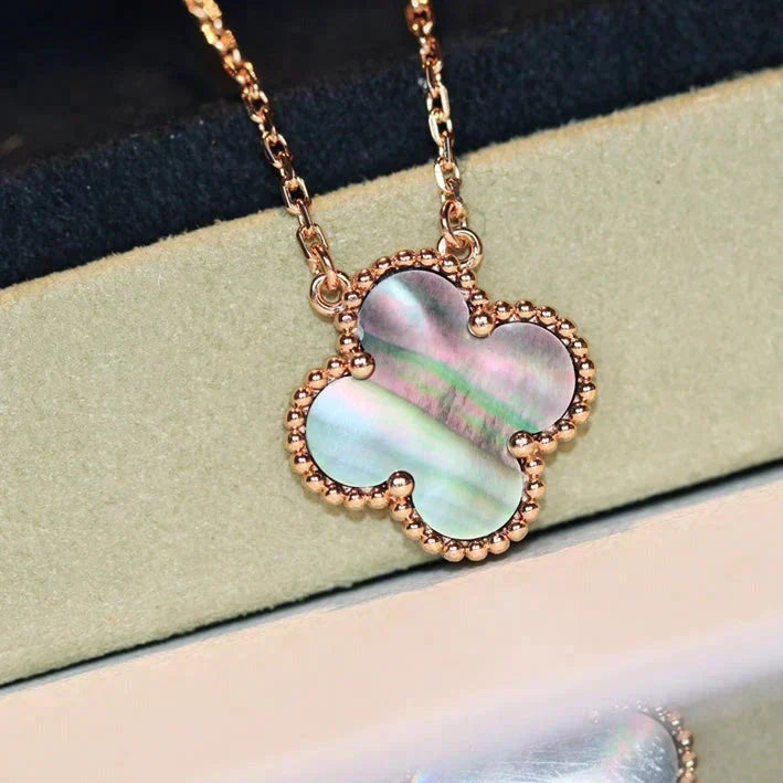 [Marins]CLOVER 15MM  GRAY MOTHER OF PEARL NECKLACE