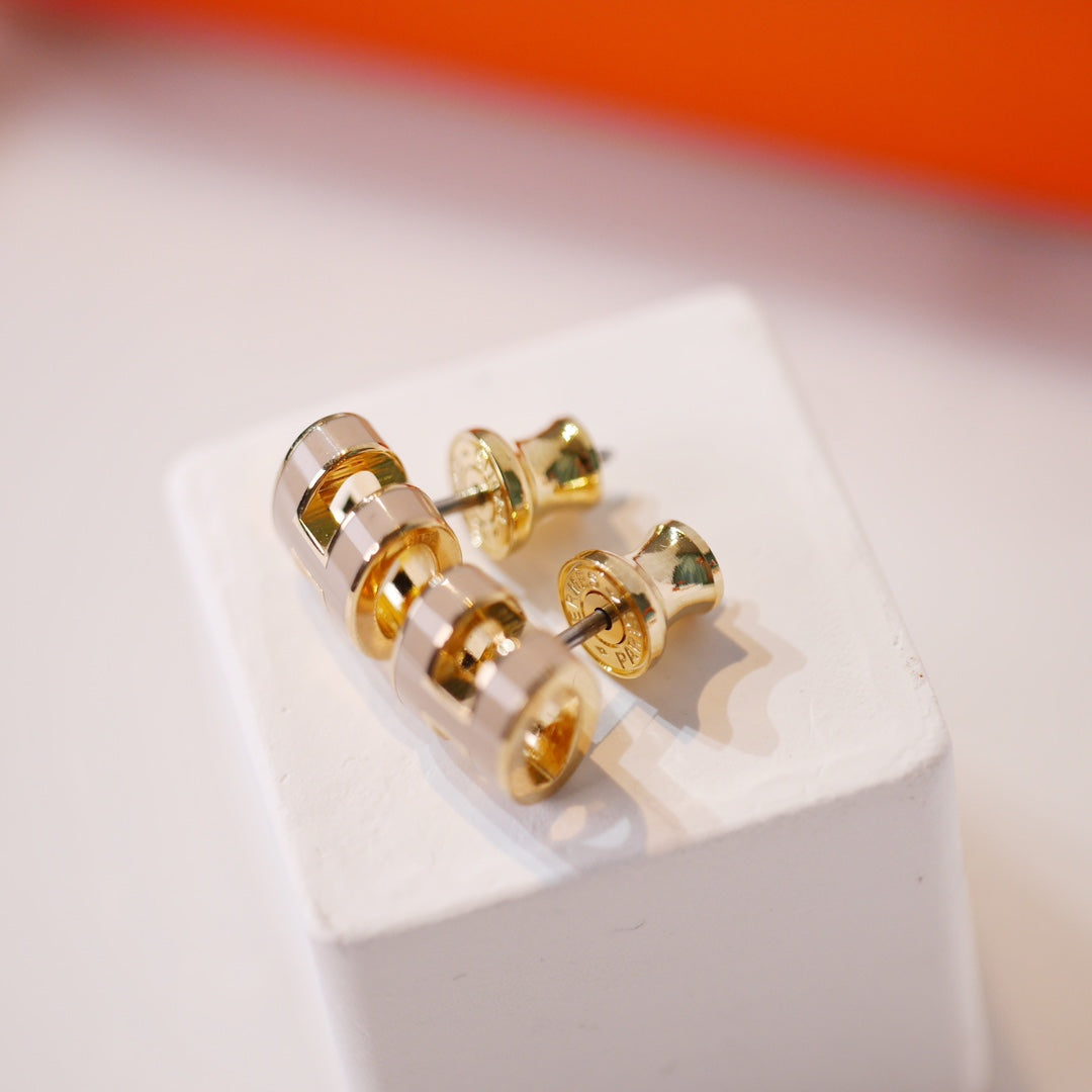 [Marins]MINI POP H GOLD EARRINGS GREY