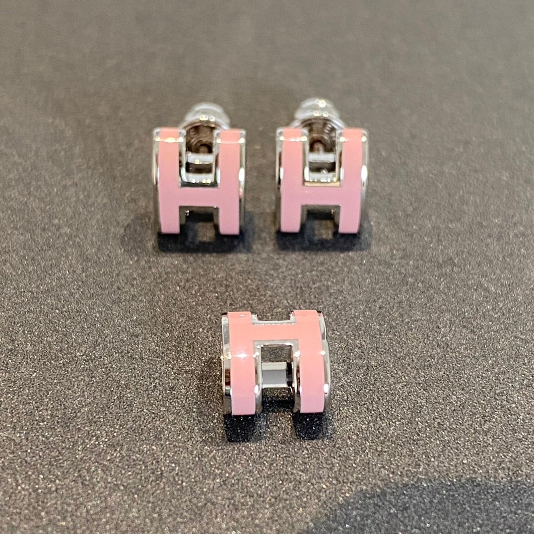 [Marins]MINI POP H SILVER EARRINGS PINK