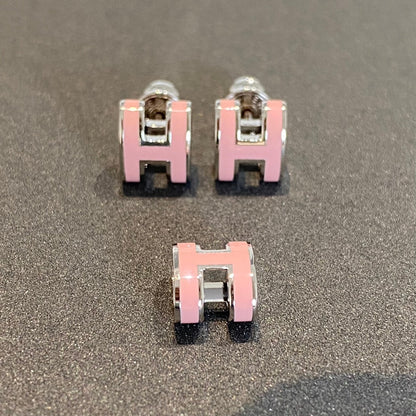 [Marins]MINI POP H SILVER EARRINGS PINK