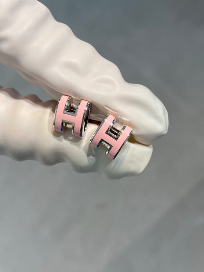[Marins]MINI POP H SILVER EARRINGS PINK
