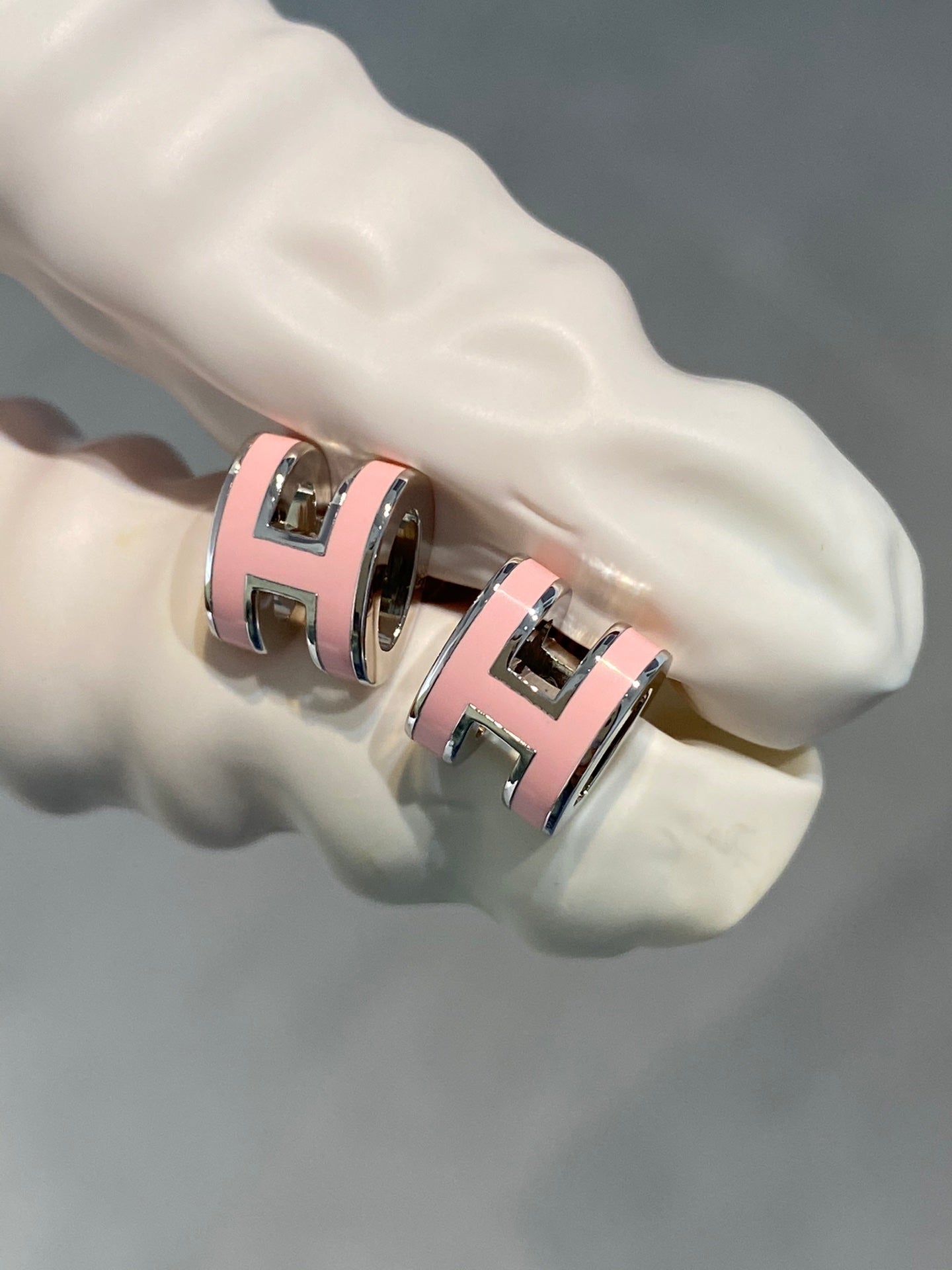 [Marins]MINI POP H SILVER EARRINGS PINK