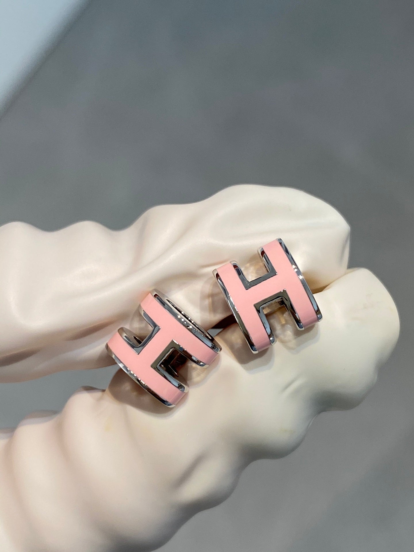 [Marins]MINI POP H SILVER EARRINGS PINK