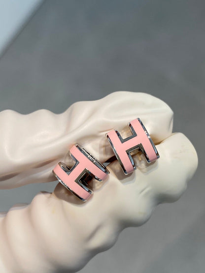 [Marins]MINI POP H SILVER EARRINGS PINK