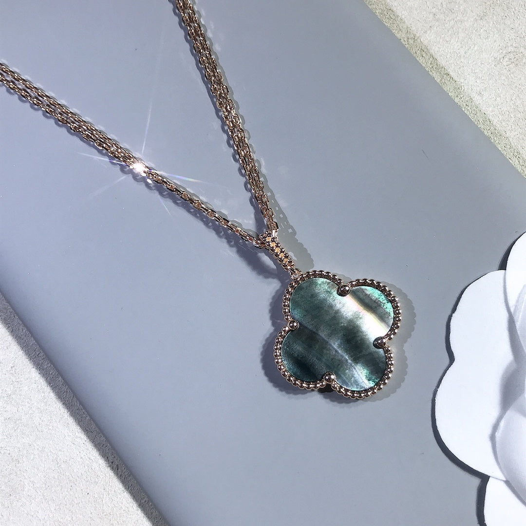 [Marins]CLOVER 25MM GOLD DARK MOP BIG CLOVER NECKLACE