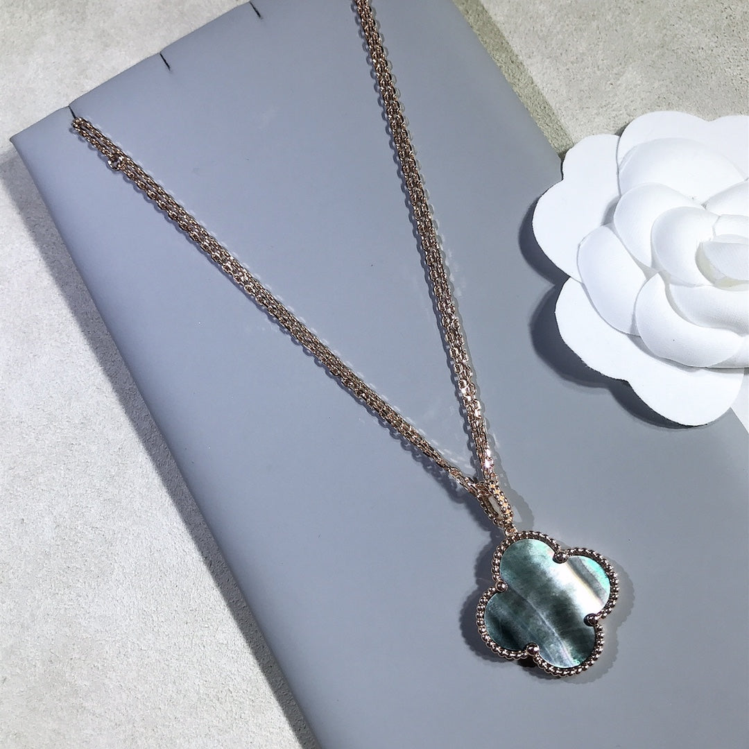 [Marins]CLOVER 25MM GOLD DARK MOP BIG CLOVER NECKLACE