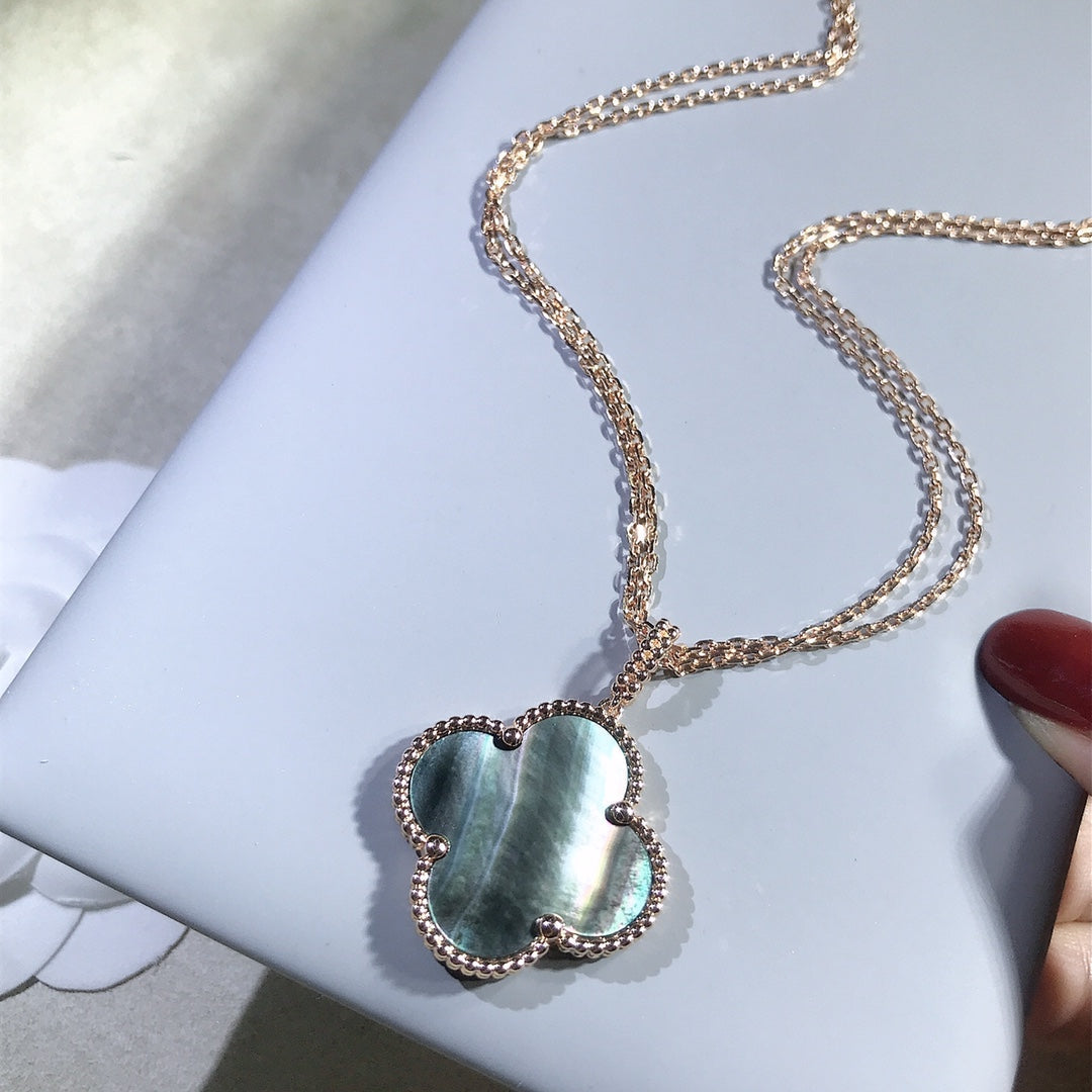 [Marins]CLOVER 25MM GOLD DARK MOP BIG CLOVER NECKLACE