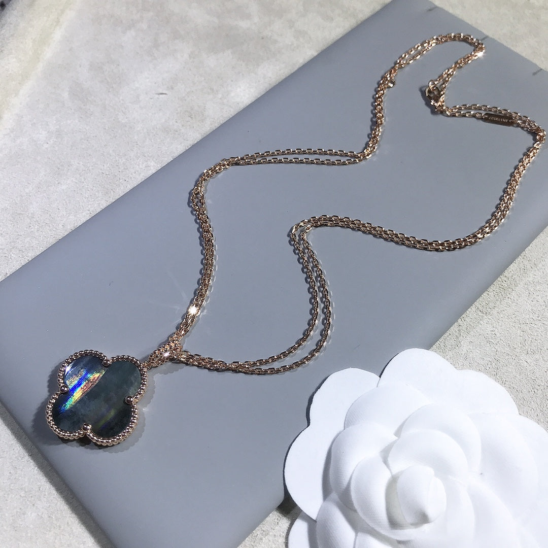 [Marins]CLOVER 25MM GOLD DARK MOP BIG CLOVER NECKLACE