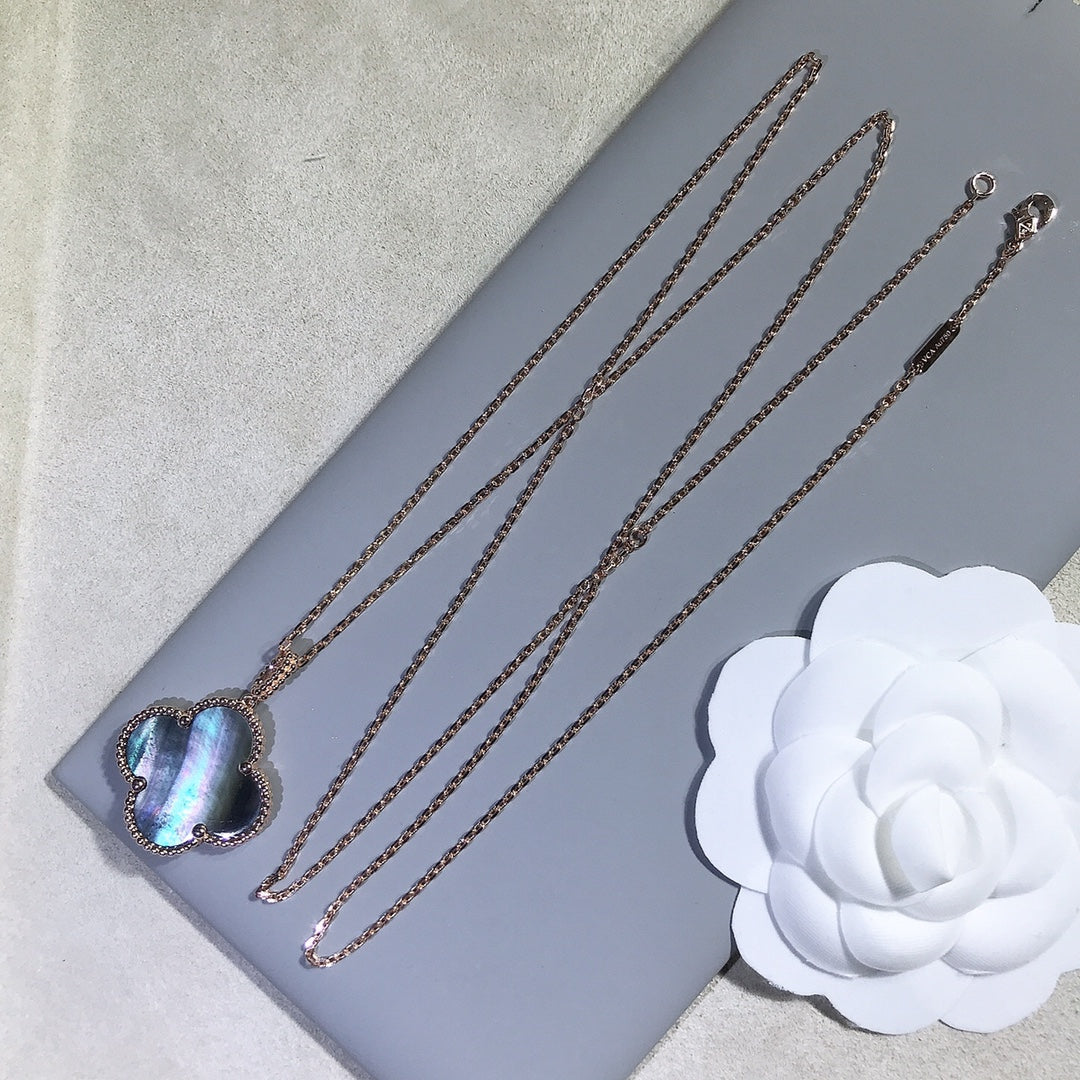 [Marins]CLOVER 25MM GOLD DARK MOP BIG CLOVER NECKLACE