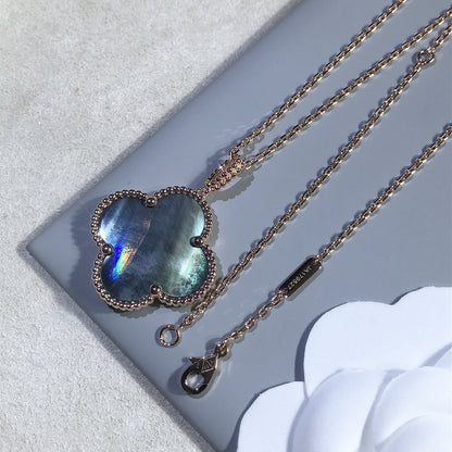 [Marins]CLOVER 25MM GOLD DARK MOP BIG CLOVER NECKLACE