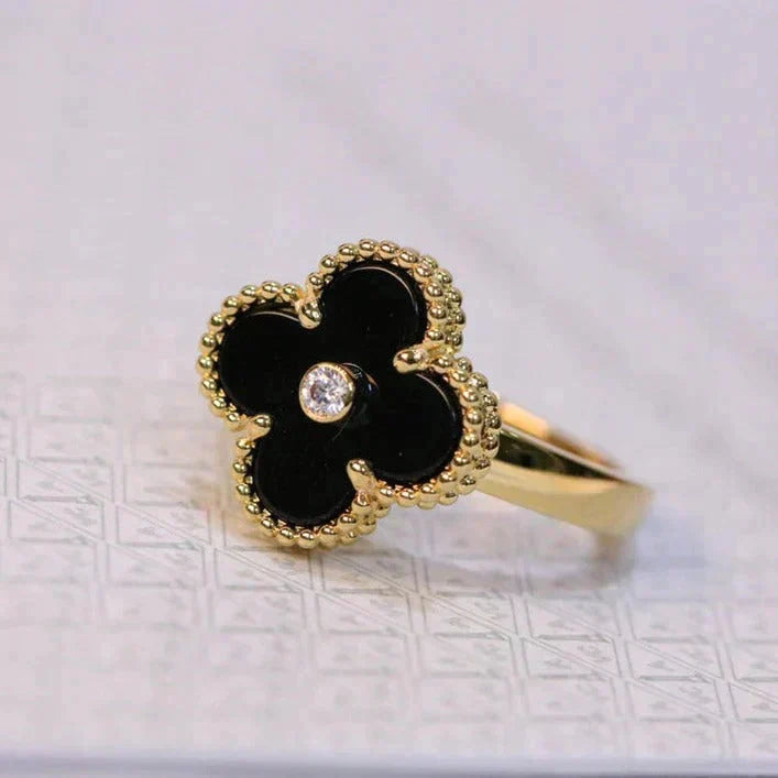 [Marins]CLOVER ONYX RING GOLD DIAMOND
