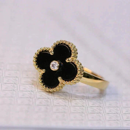 [Marins]CLOVER ONYX RING GOLD DIAMOND