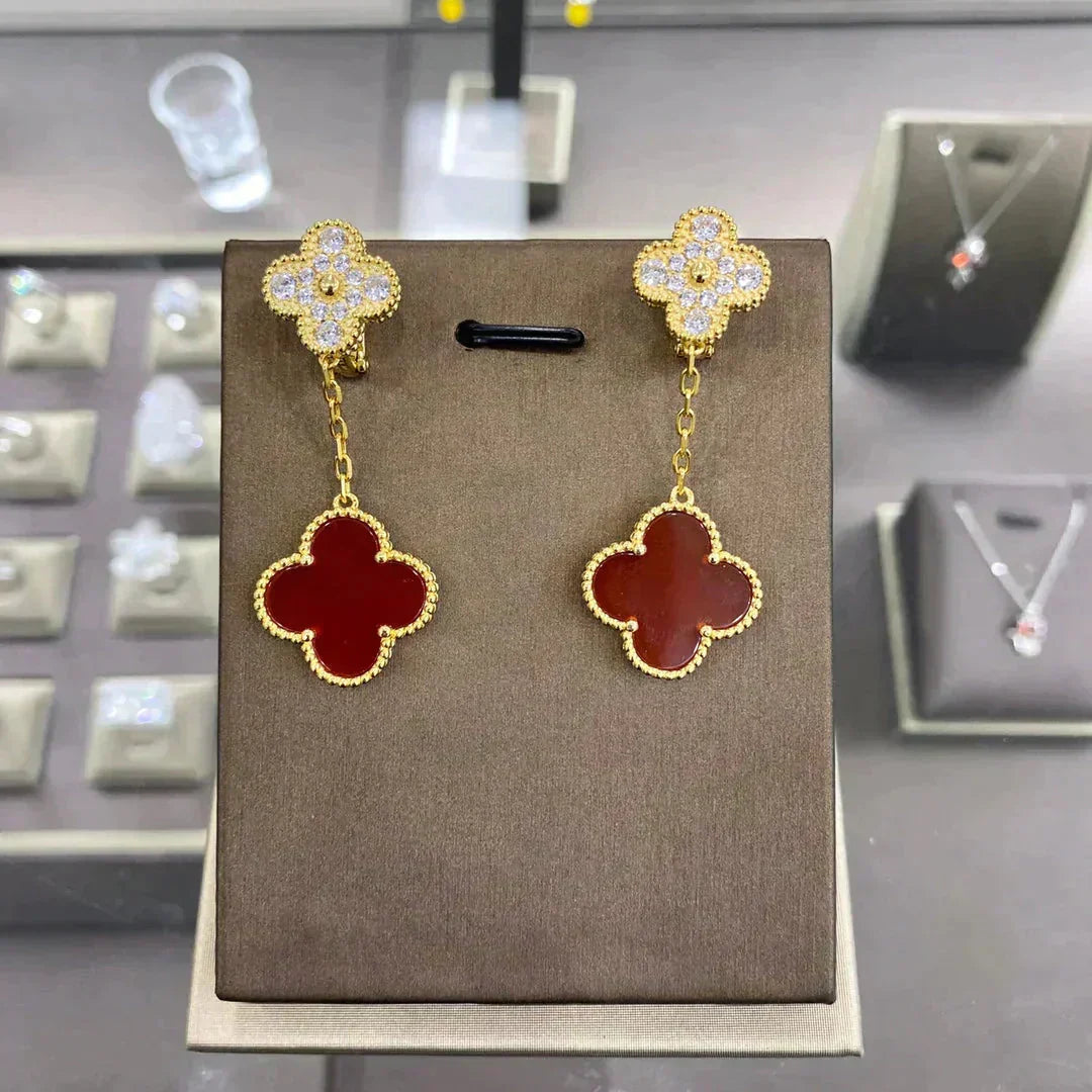 [Marins]CLOVER  2 MOTIFS  DIAMOND  EARRINGS (MULTIPLE CHOICESç´