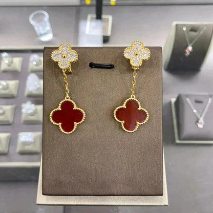 [Marins]CLOVER  2 MOTIFS  DIAMOND  EARRINGS (MULTIPLE CHOICESç´