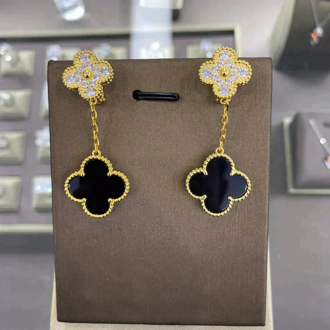 [Marins]CLOVER  2 MOTIFS  DIAMOND  EARRINGS (MULTIPLE CHOICESç´