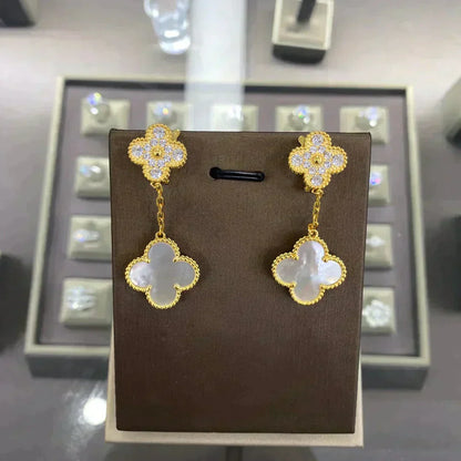 [Marins]CLOVER  2 MOTIFS  DIAMOND  EARRINGS (MULTIPLE CHOICESç´