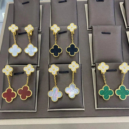 [Marins]CLOVER  2 MOTIFS  DIAMOND  EARRINGS (MULTIPLE CHOICESç´