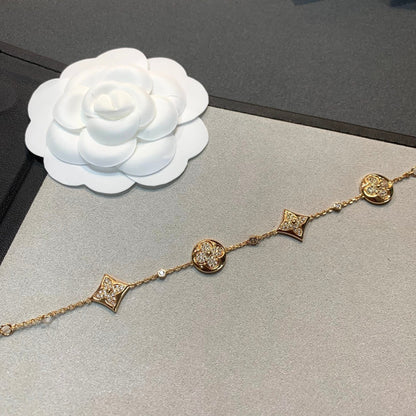 [Marins]STAR AND SUN 4 MOTIFS GOLD DIAMONDS BRACELET