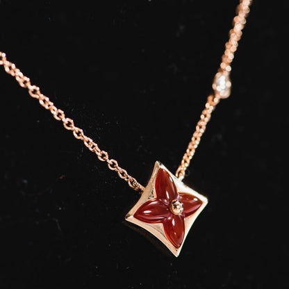 [Marin-Jewelry]STAR NECKLACE PINK GOLD 1 DIAMOND
