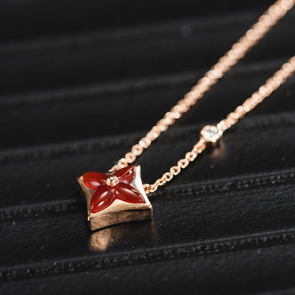[Marin-Jewelry]STAR NECKLACE PINK GOLD 1 DIAMOND