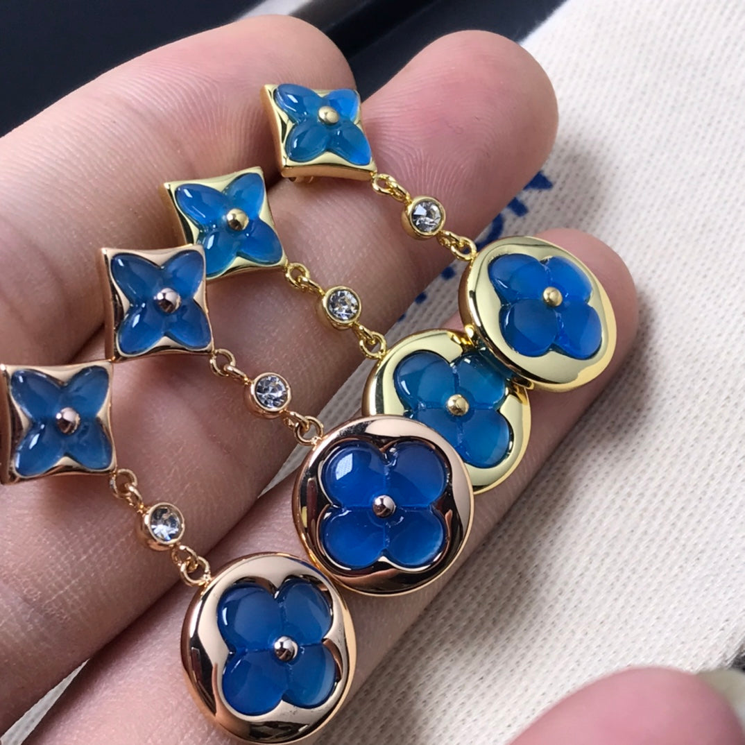 [Marins]STAR AND SUN AGATE DIAMOND EARRINGS