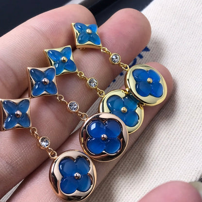 [Marins]STAR AND SUN AGATE DIAMOND EARRINGS
