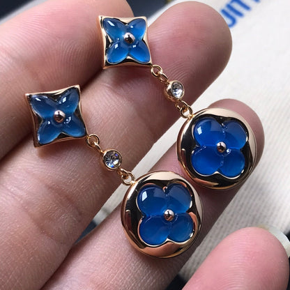 [Marins]STAR AND SUN AGATE DIAMOND EARRINGS