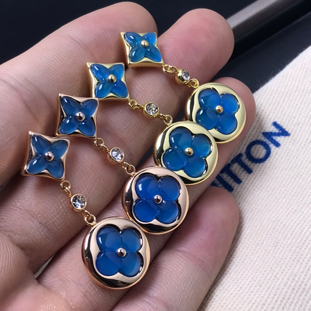 [Marins]STAR AND SUN AGATE DIAMOND EARRINGS