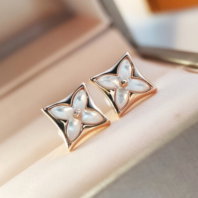 [Marins]STAR MOP PINK GOLD EARRINGS