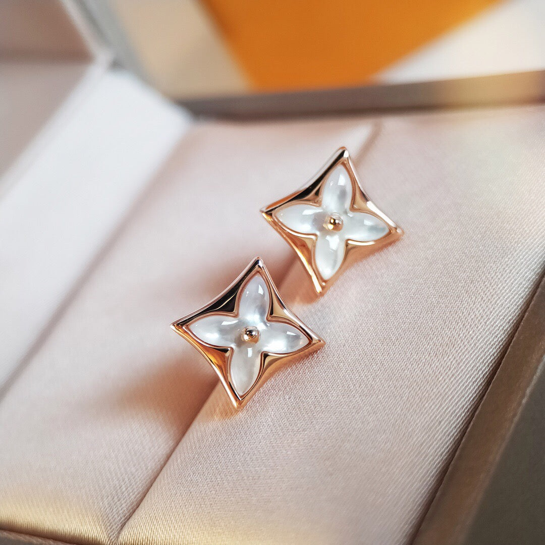 [Marins]STAR MOP PINK GOLD EARRINGS