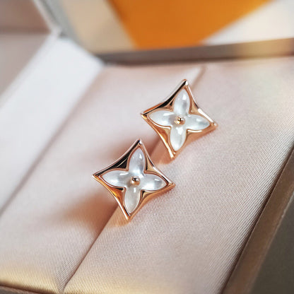 [Marins]STAR MOP PINK GOLD EARRINGS