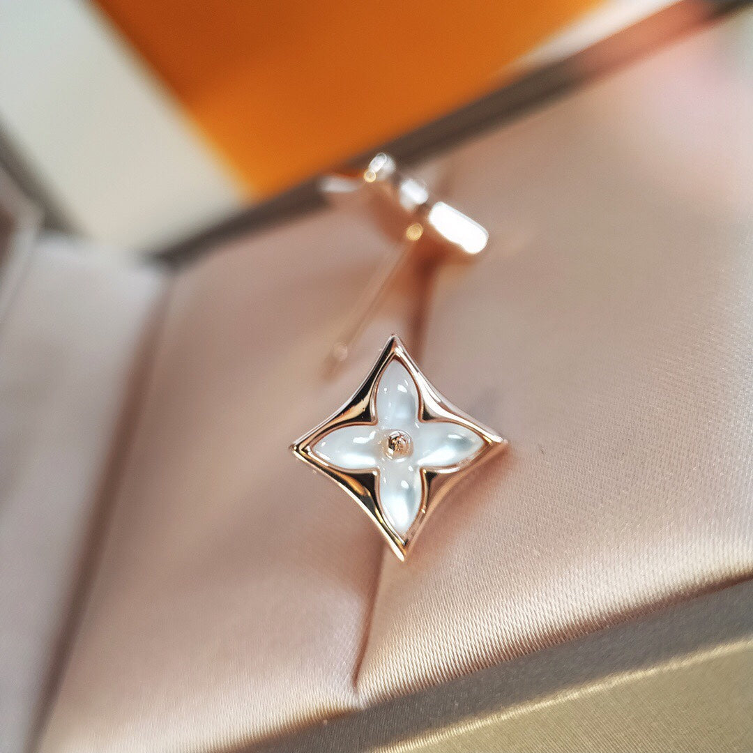 [Marins]STAR MOP PINK GOLD EARRINGS