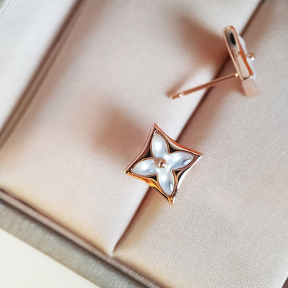 [Marins]STAR MOP PINK GOLD EARRINGS