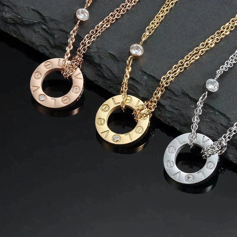 [Marins]LOVE NECKLACE 16MM 2 DIAMONDS