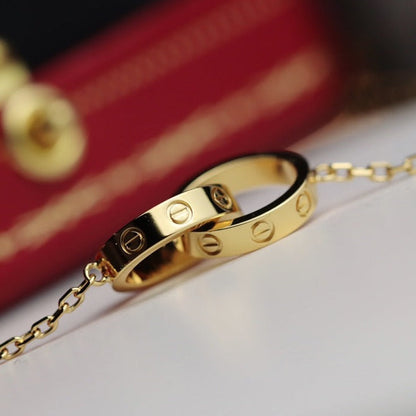 [Marins]LOVE NECKLACE DOUBLE RING GOLD