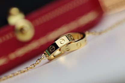 [Marins]LOVE NECKLACE DOUBLE RING GOLD