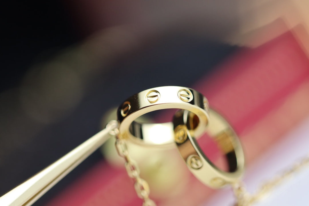[Marins]LOVE NECKLACE DOUBLE RING GOLD