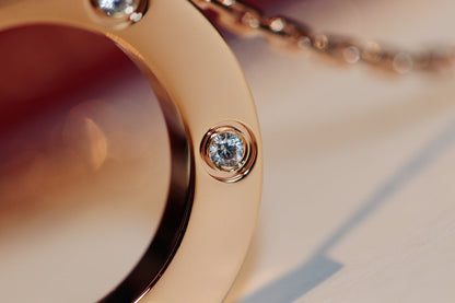 [Marins]LOVE NECKLACE 16MM 6 DIAMONDS PINK GOLD
