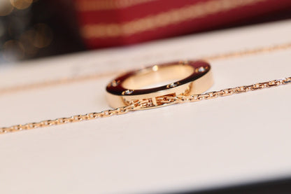 [Marins]LOVE NECKLACE 16MM 6 DIAMONDS PINK GOLD