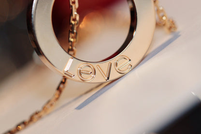 [Marins]LOVE NECKLACE 16MM 6 DIAMONDS PINK GOLD