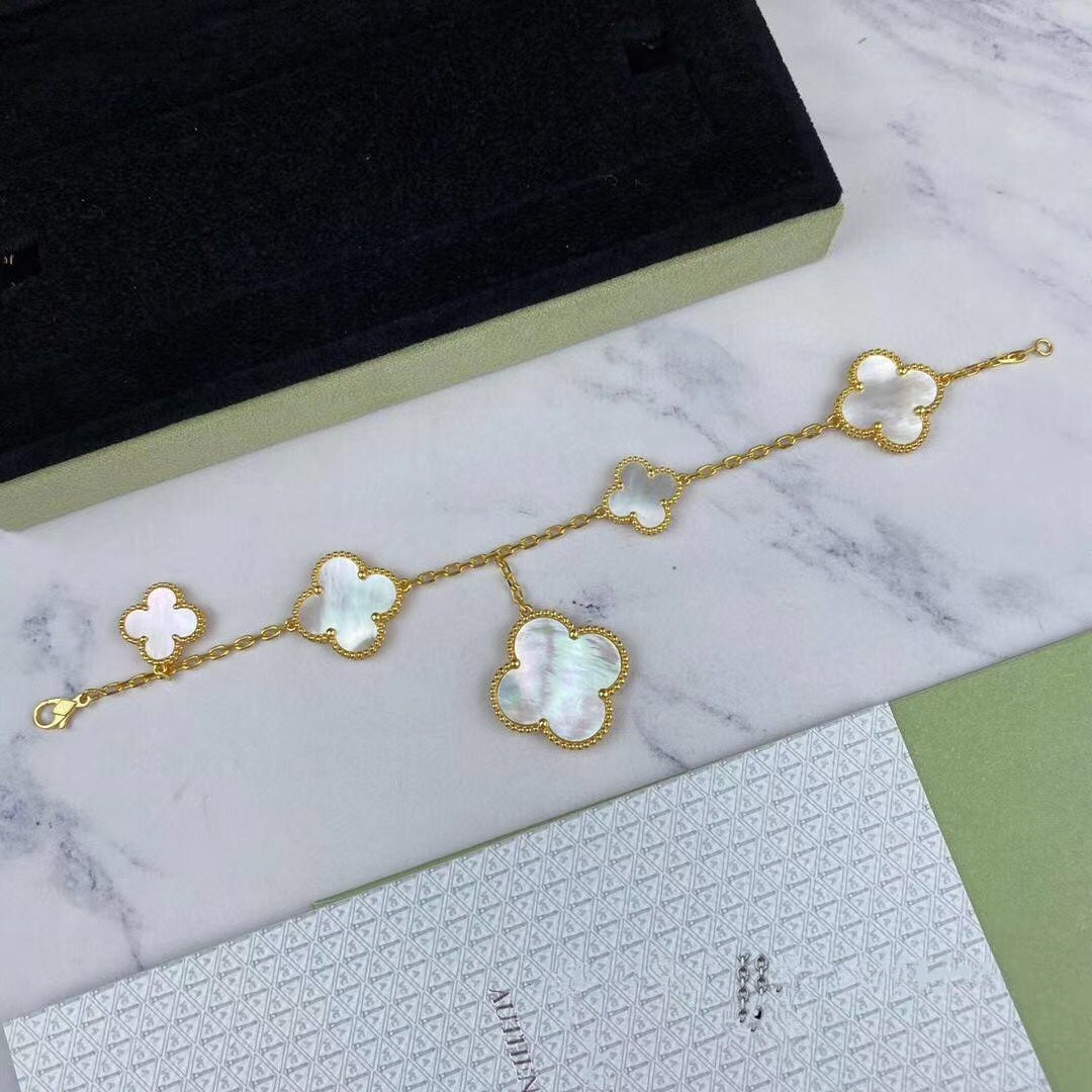 [Marins]MAGIC CLOVER MOP GOLD BRACELET 5 MOTIFS