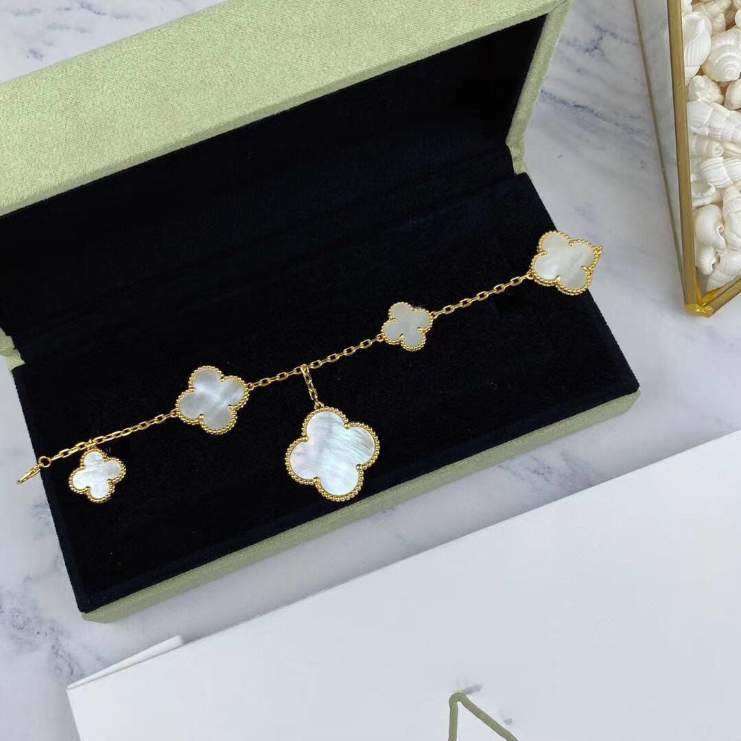 [Marins]MAGIC CLOVER MOP GOLD BRACELET 5 MOTIFS