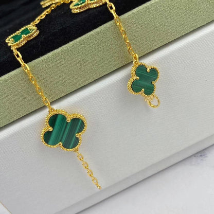 [Marins]MAGIC CLOVER MALACHITE GOLD BRACELET 5 MOTIFS