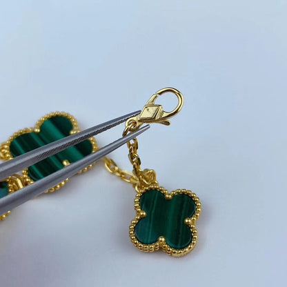 [Marins]MAGIC CLOVER MALACHITE GOLD BRACELET 5 MOTIFS