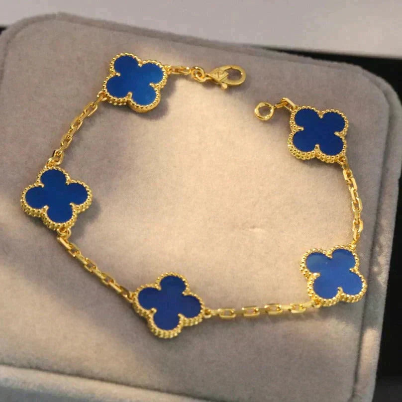 [Marins] CLOVER 5 MOTIF BLUE AGATE BRACELET COLLECTION