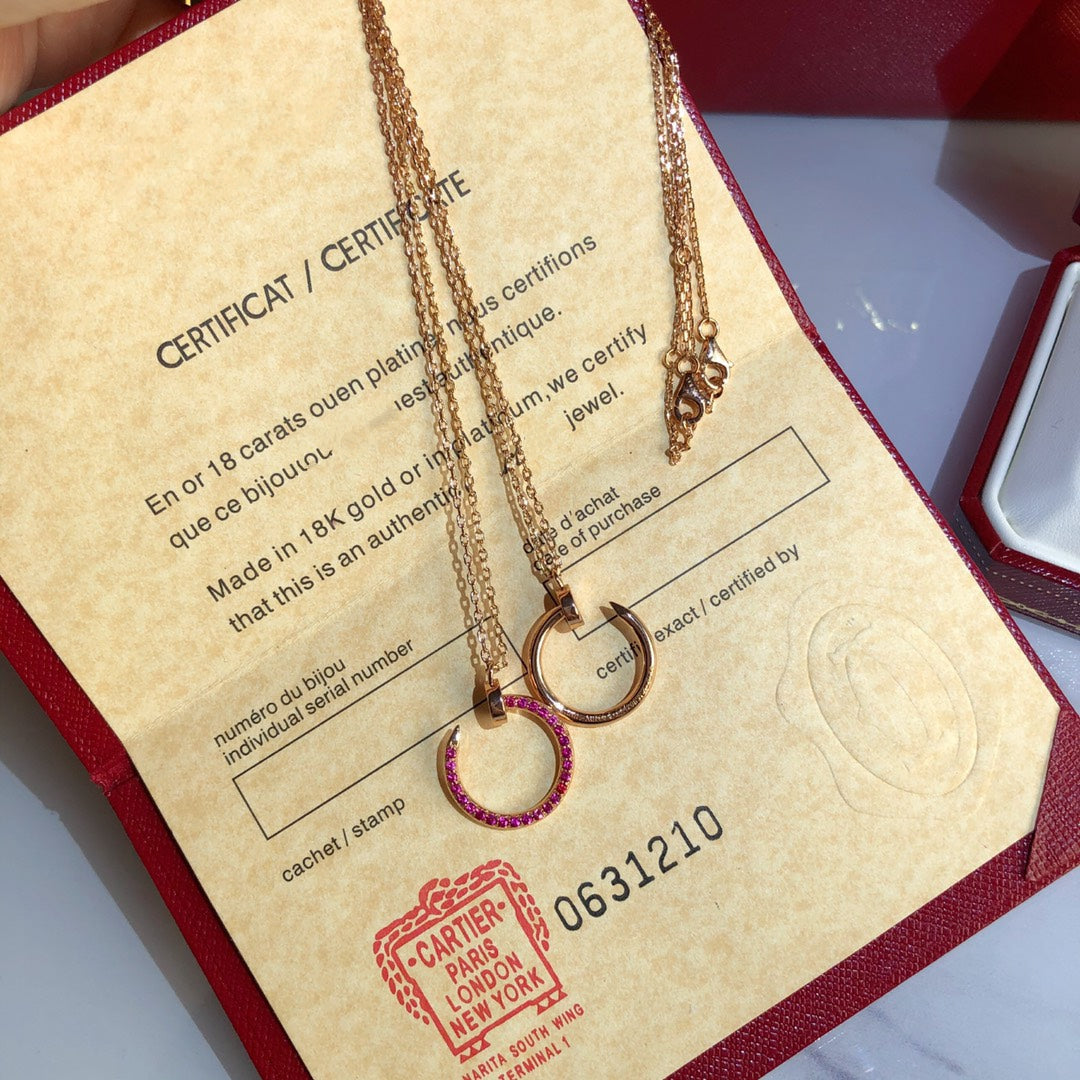 [Marins]JUSTE NECKLACE GOLD RED DIAMONDS