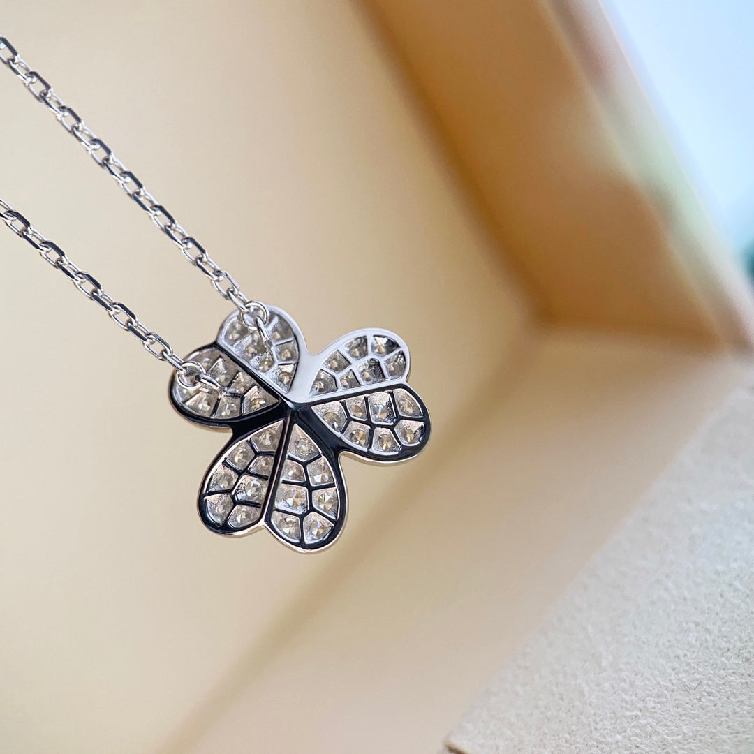 [Marins]CLOVER DIAMOND NECKLACE SILVER